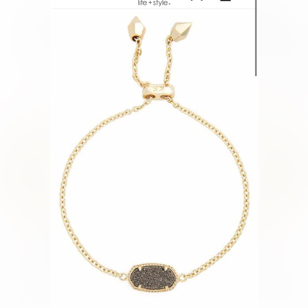 KENDRA SCOTT- Elaina Gold Adjustable Bracelet In Platinum Drusy